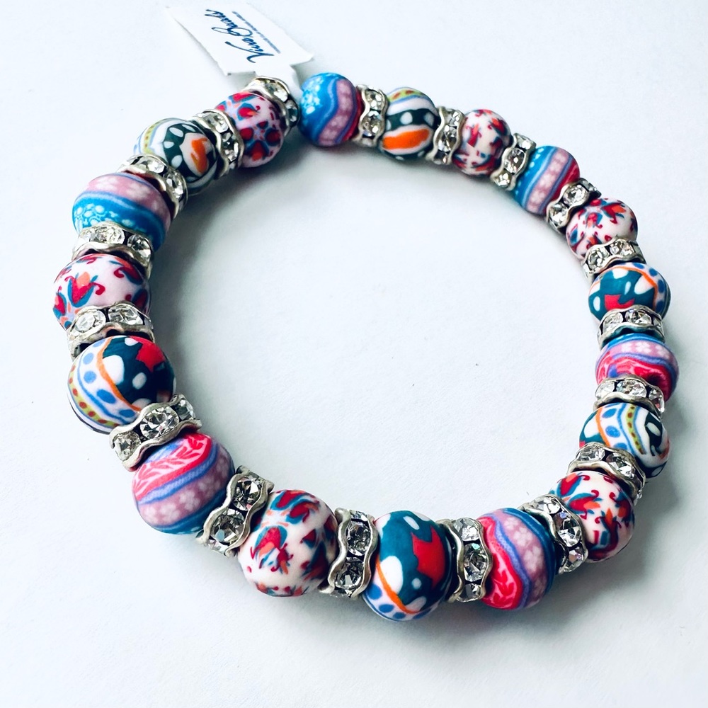 VivaBeads Chunky Handmade Beads Stretch Bracelet NWT